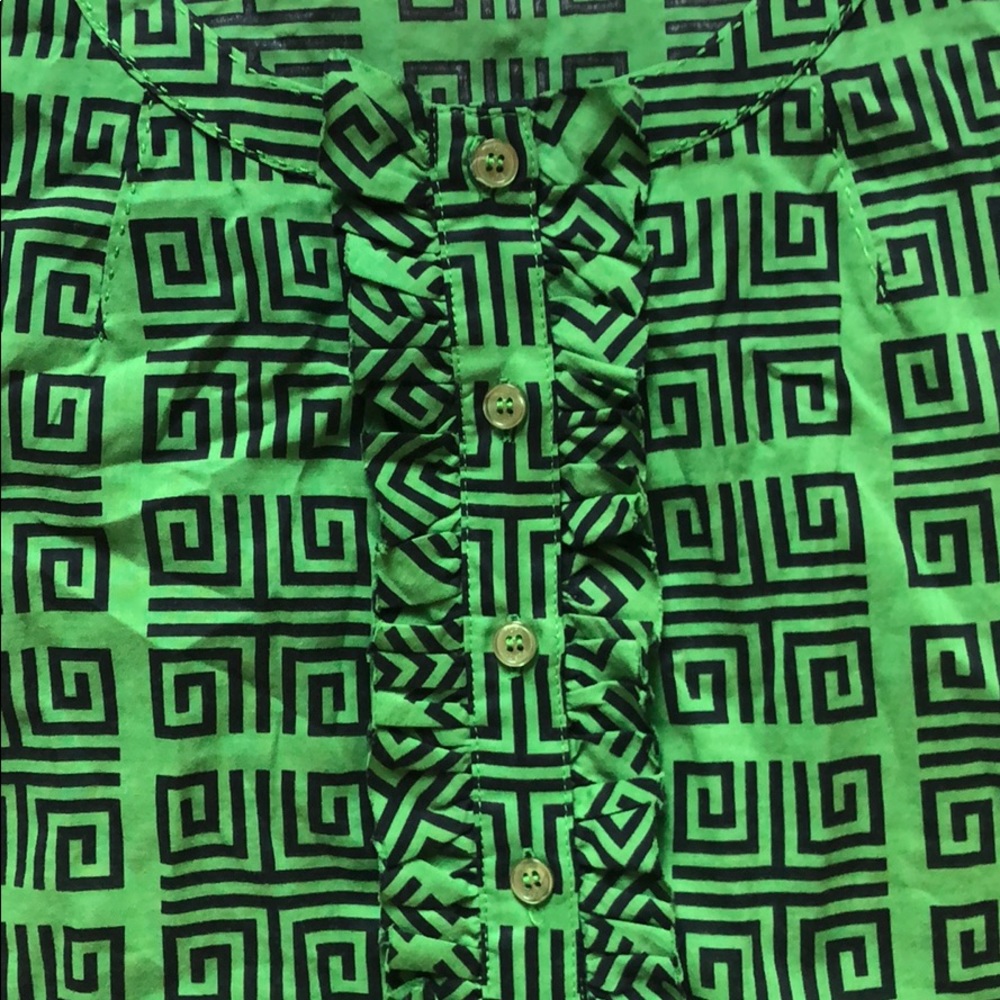 Tory Burch Ruffle Geometric Pattern Sleeveless Top - image 3